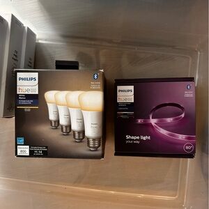 Philips Hue Smart Lighting Bundle A19 Bulbs + Color Lightstrip Plus